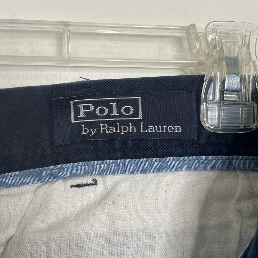 Polo Ralph Lauren Mens Navy Blue Classic Fit Pleated Chino‎ Shorts Size 35